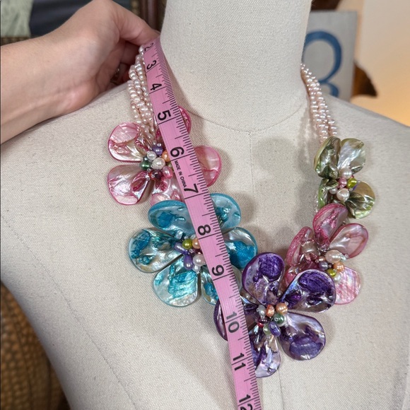 Floral Multicolor Statement Necklace - Picture 6 of 6